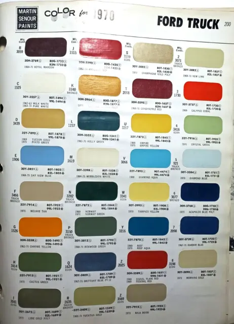1970 Martin Senour paint chips Ford Truck Other side Dodge Truck & Willys Jeep