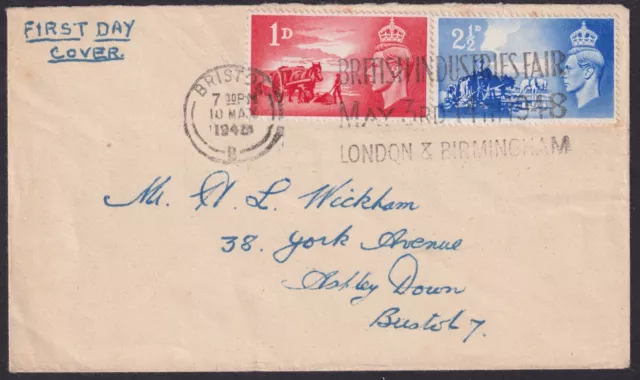 1948 Channel Islands Liberation FDC; Bristol British Industries Fair Slogan