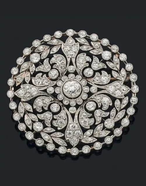 Antique American Design with Single Cut White Stone Women's 935 Silver Brooch