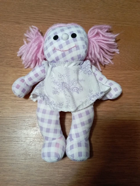 Robe Ancienne Pour Poupée Raynal - Coton à Plumetis Rose - Années 1950
