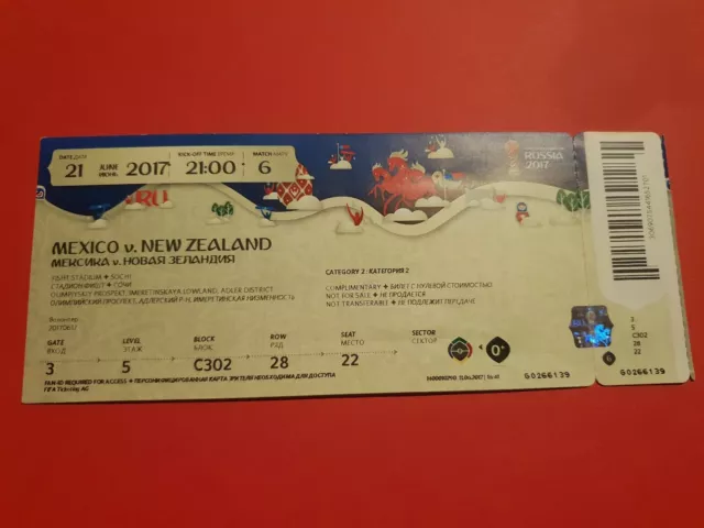 Used Ticket FIFA Confedcup 2017 #06 Mexico New Zealand Mexiko Neuseeland