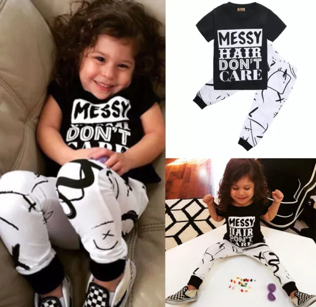 Toddler Baby Girls Clothes Letter Tops Trousers Pants Tracksuit Outfits Set