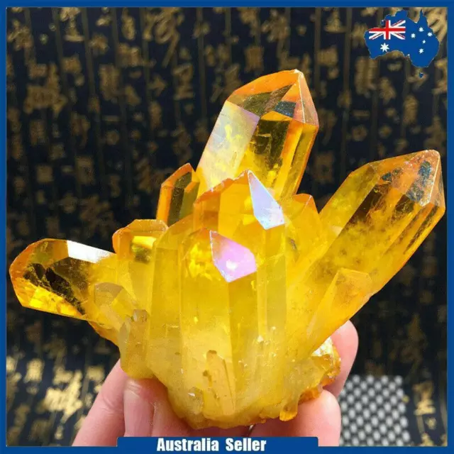 Natural Citrine Quartz Cluster Crystal Gemstone Healing  Minerals Specimen Reiki