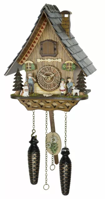 Quartz Cuckoo Clock Black forest house with music TU 4235 QM NEW