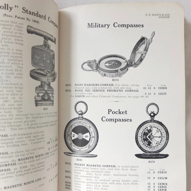 1934 WATTS SCIENTIFIC Instruments Catalogue Compass Military Verners ...