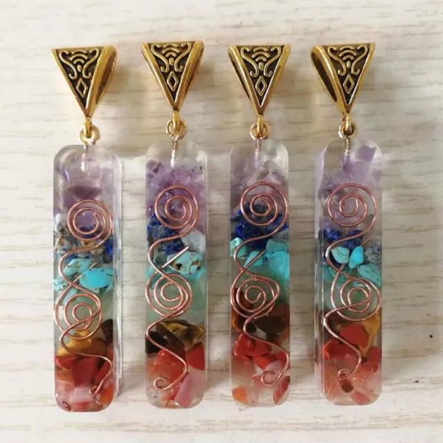 4pcs Amethyst stone Orgonite Pendants Energy Chakra Reiki Healing Amulet