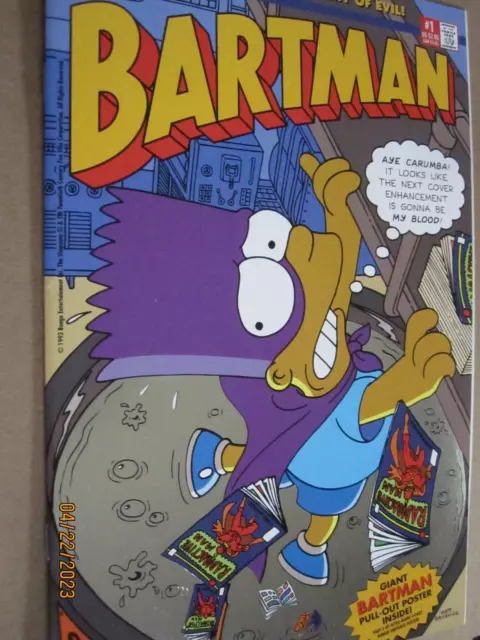 1993 Bongo Comics Group Bartman #1 Foil Cover With Bartman Pull-Out Poster
