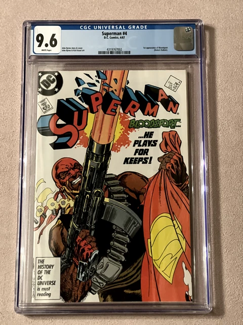Superman #4 CGC 9.6 1987 DC: John Byrne Story, Cover & Art, 1st App of Bloodshot