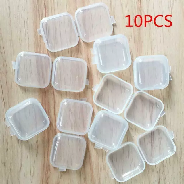 10/30PCS Mini Clear Plastic Small Box Jewelry Storage Container Bead Clear Boxes