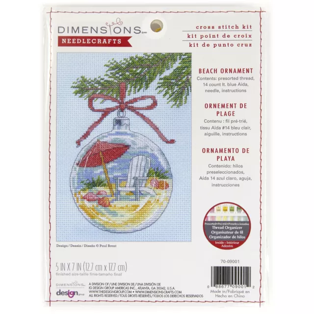 Dimensions Counted Cross Stitch Kit 5"X7"-Beach Ornament (14 Count) 70-09001