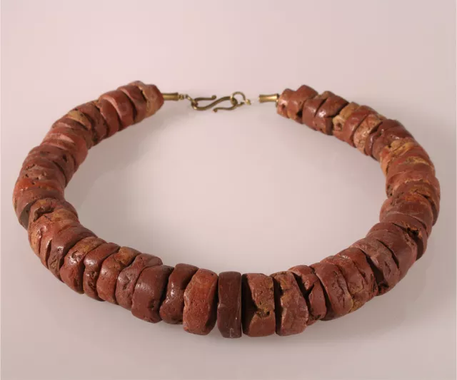 11232 Necklace With Antique Bauxitperlen Gebrauchpatina for Collector