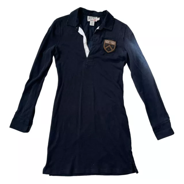 VTG RALPH LAUREN Rugby 2004 Shirt Dress RARE Black Size S Womens