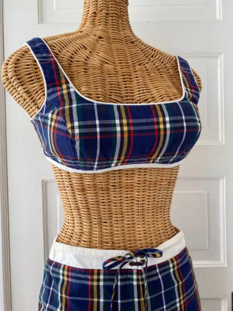 Vintage 60’s Jantzen Jr Surfmades Two Piece Bikini Swimsuit Bathing Plaid Surf