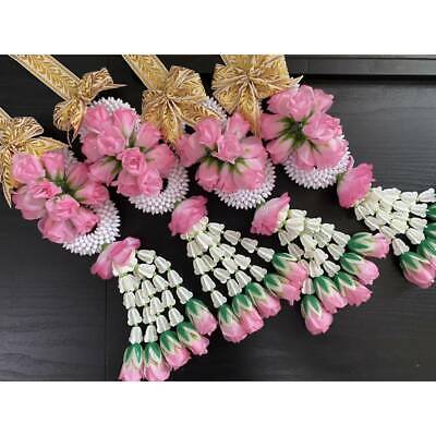 Pair Malai Artificial Flower Thai Wedding Ceremony Plastic Fabric Ribbon Garland