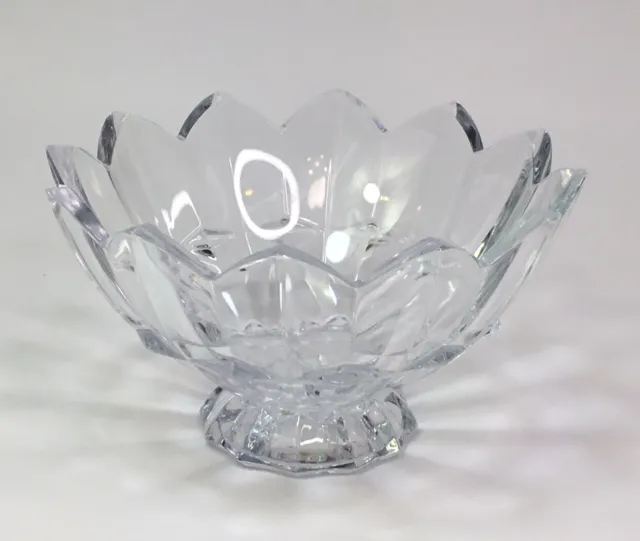 Mika’s a Lead Crystal Lotus Flower Candy Dish Decor Bowl Footed Clear 7” Tall