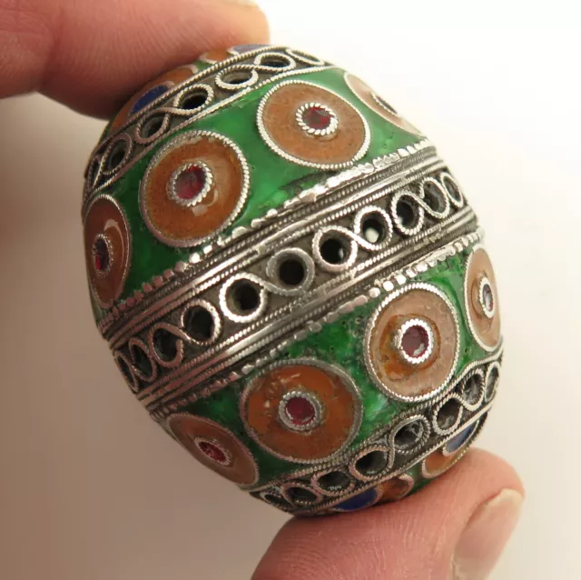 Moroccan Berber coin-silver and nickel Tagmout bead
