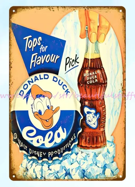 Decorative Collectibles Tops for Flavour Donald Duck Cola metal tin sign