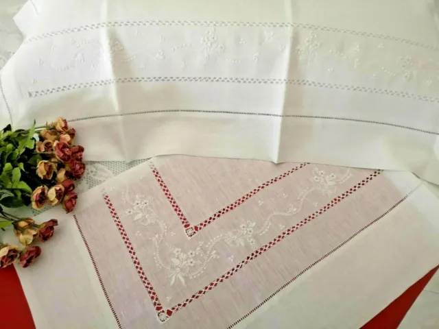 Rich sheet IN Pure Linen With Embroidery Punto Full by Hand Sheet Linen