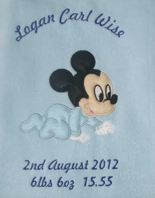 Disney Baby Mickey Mouse Luxus personalisierte Applikation superweiche Vliesdecke