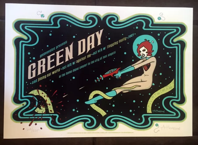 Rare Tara McPherson Green Day Carson CA 05 S/N 203/225 Silkscreen Concert Poster