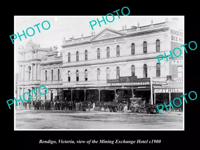 OLD POSTCARD SIZE PHOTO OF BENDIGO VICTORIA THE MINING EXCHANGE HOTEL c1900