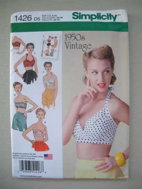UNCUT SIMPLICITY SEWING Pattern 1426 - Womens Vintage Bra Top