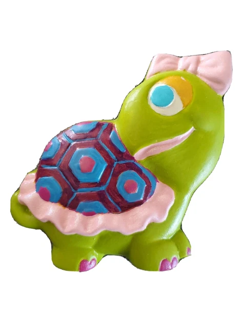 Handpainted Turtle with Pink Bow and Toes