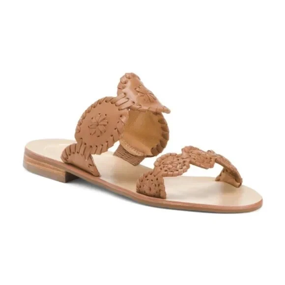 NWT Womens 5 Jack Rogers Cognac Leather Lauren Strap Open Toe Sandals Ladies
