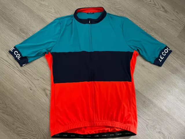Le Col Sport Mens Navy/Red/Peacock Green Cycling Jersey Size Large - New No Tags