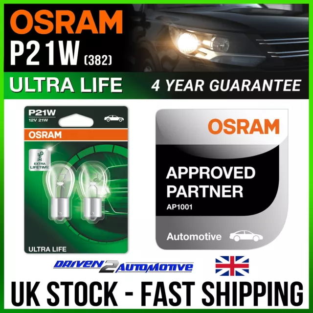 2 x Osram 382 P21W Brake Stop Car Light Bulb 12v 21w BA15S 7506