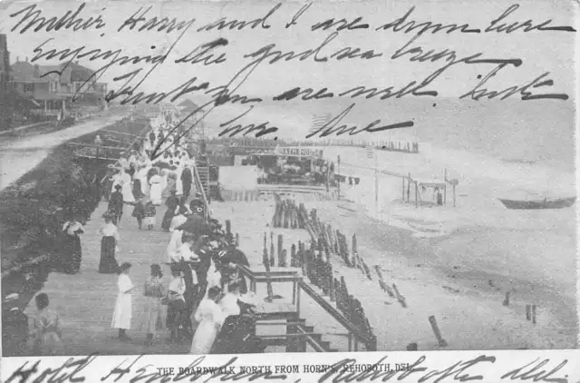 Rehoboth Beach Delaware The Boardwalk and Beach Vintage Postcard AA83415