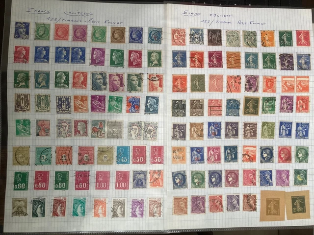 Lot De 370 Timbres France Oblitérés – Tous Différents + 4 Enveloppes 1er Jour