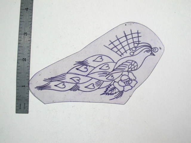 De Colección Años 60 Años 70 Tatuaje Flash Plantilla de Acetato Corazón Estilizado Pavo Faisán BR3
