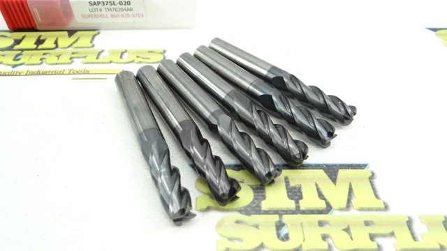 6 Supermill Solid Carbide 3/8" Corner Radius End Mills .020" .060" .078" & .125"