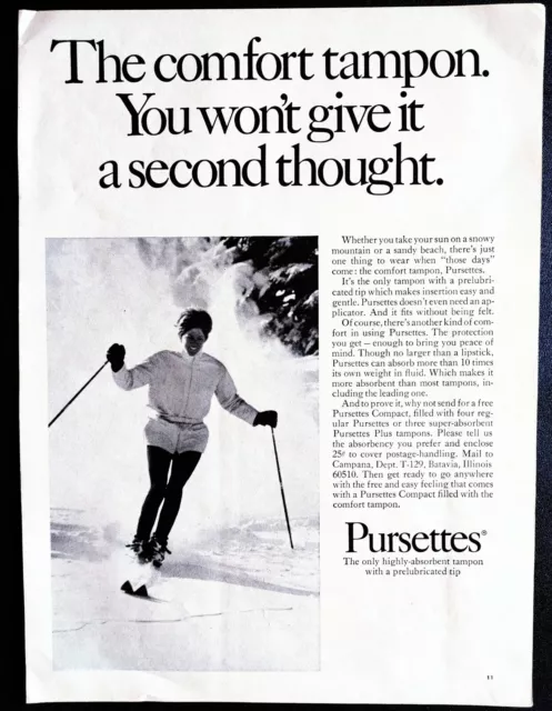 Pursettes Tampons Vintage 1969 Print Ad