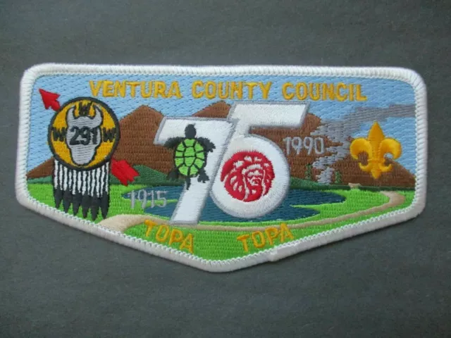 OA Lodge 291 Topa-Topa 1915 1990 white border flap