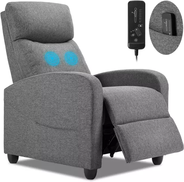 Recliner Massage Chair Ergonomic Lift Single Sofa with Padded Backrest Grey