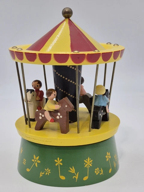 VINTAGE MUSICAL MERRY-GO-ROUND Carousel, Redbox Toy Wind Up