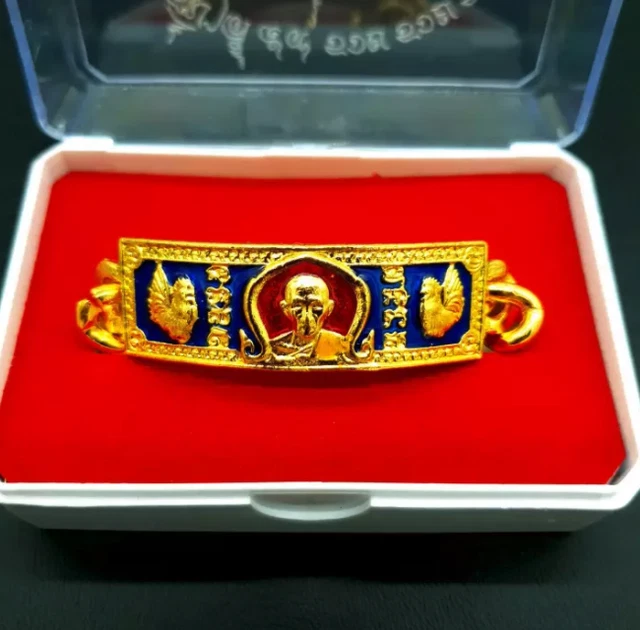 LP Ruay Bracelet Talisman Wat Tako Temple Thai Amulet gold case LP Ruay Bracelet Talisman Wat Tako Temple Thai Amulet gold case
