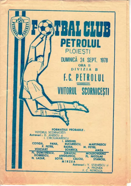 Romania, 1978, Football Match Programme - Petrolul Ploiesti/Viitorul Scornicesti