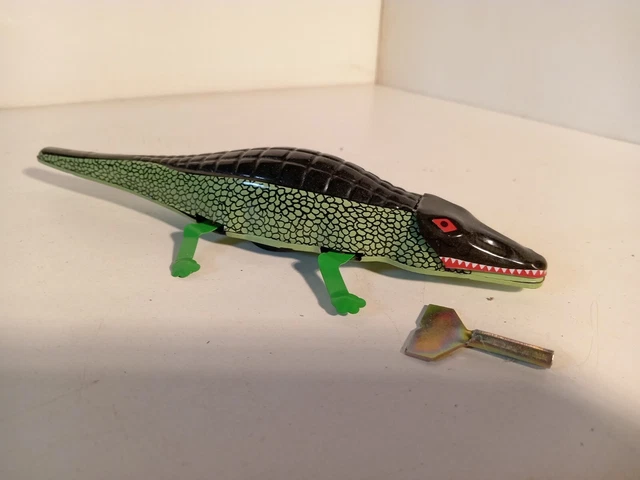 Vieux Jouet En Tôle Mécanique : Crocodile Vintage Super Sympa