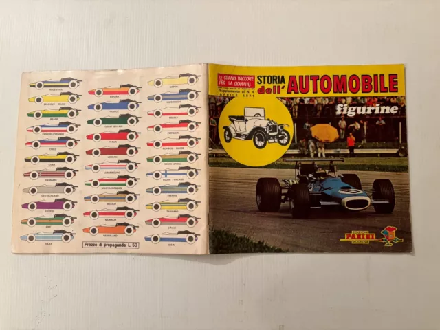 Album figurine Panini Storia dell'Automobile 1971 con 192 figurine e 64 scudetti