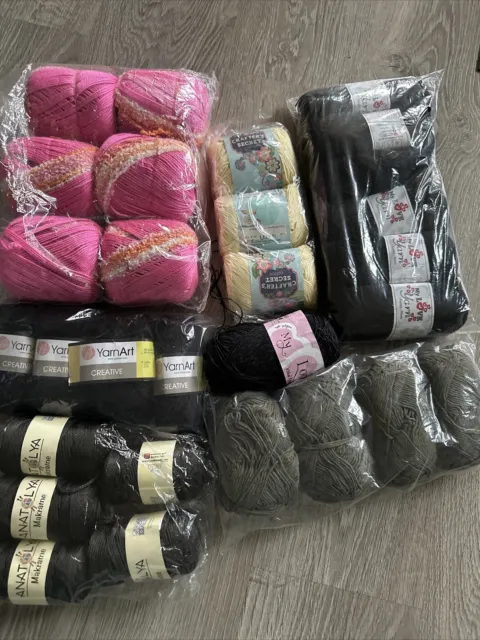 Large Bundle Mixed Cotton Knitting / Crochet Yarn / Craft Textiles -2,5 Kg
