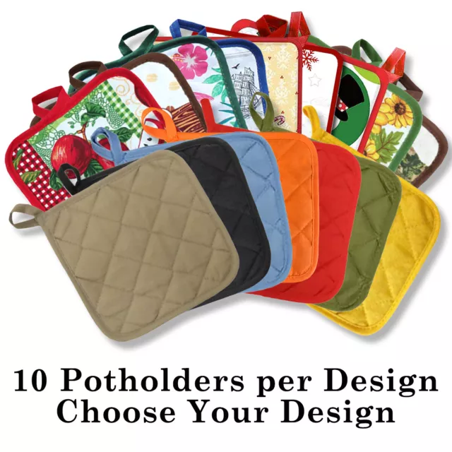 Lobyn Value Packs 10 Pieces Lightweight  Square Potholders Choose You Design