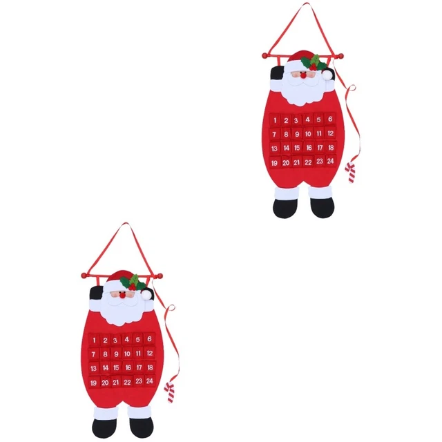 2 piezas cuenta atrás para Navidad Santa Calendario de Adviento árbol de Navidad colgante