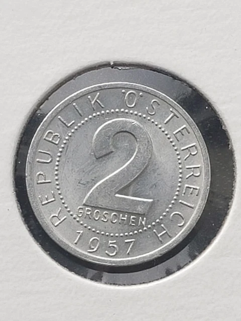 Austria 2 Groschen 1957 Imperial eagle with Austrian shield on breast