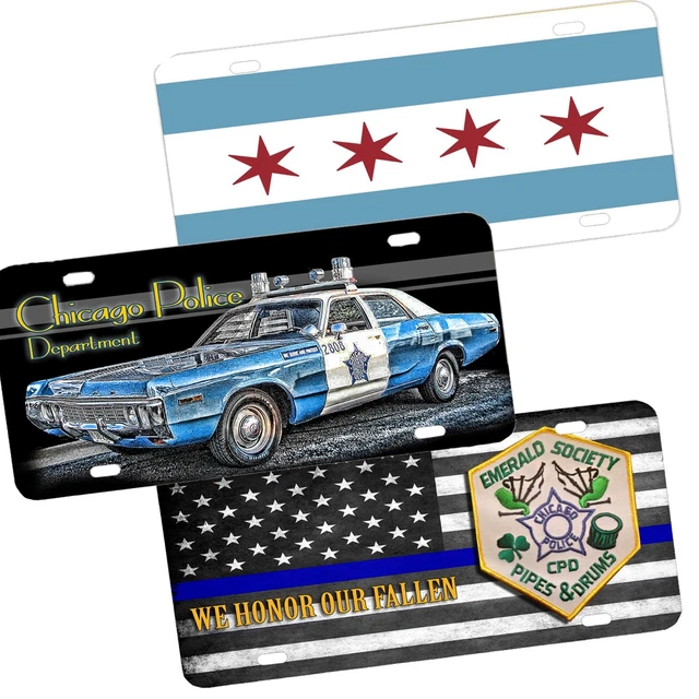 CHICAGO POLICE DEPARTMENT Patrol Car and Flag Design Aluminum License
