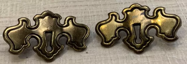 2 BRASS BACKPLATES HARDWARE Drawer Pulls Vintage Furniture Cabinet Handle CANADA