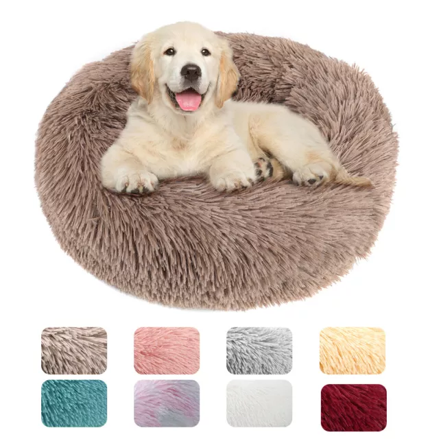 Plush Pet Bed Calming Donut Dog Bed Cat Bed Round Cuddler Nest Cushion Beds Mat