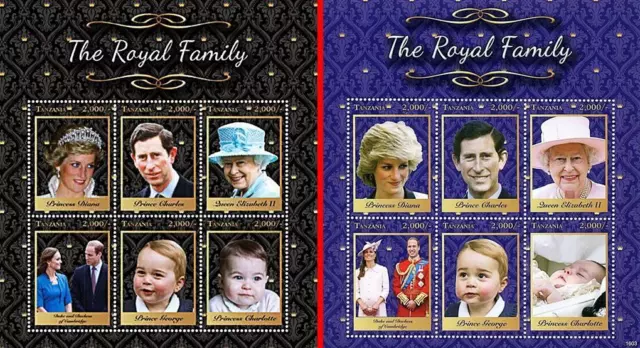 Tanzania 2016 British Royal Family 2 M/S Mnh Diana